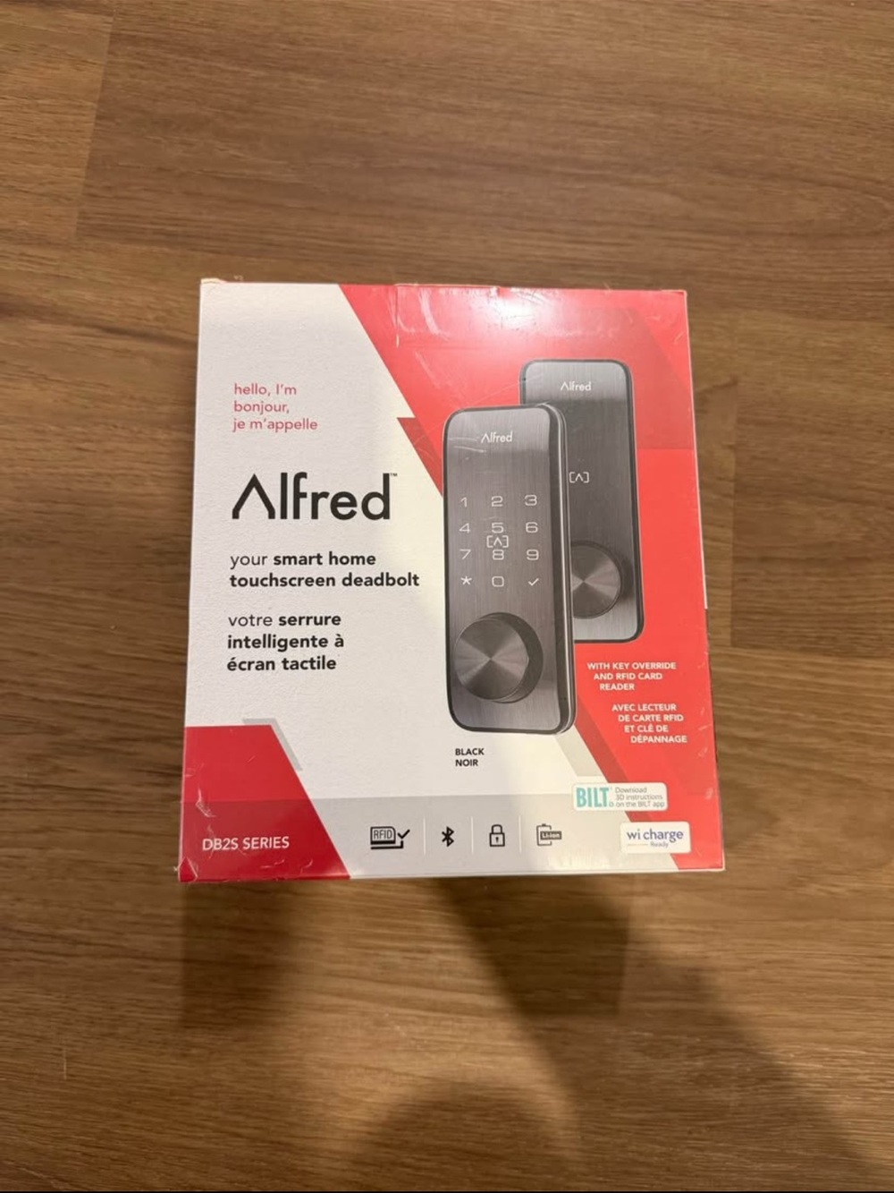 Alfred Touchscreen Deadbolt - Black and Red Packaging